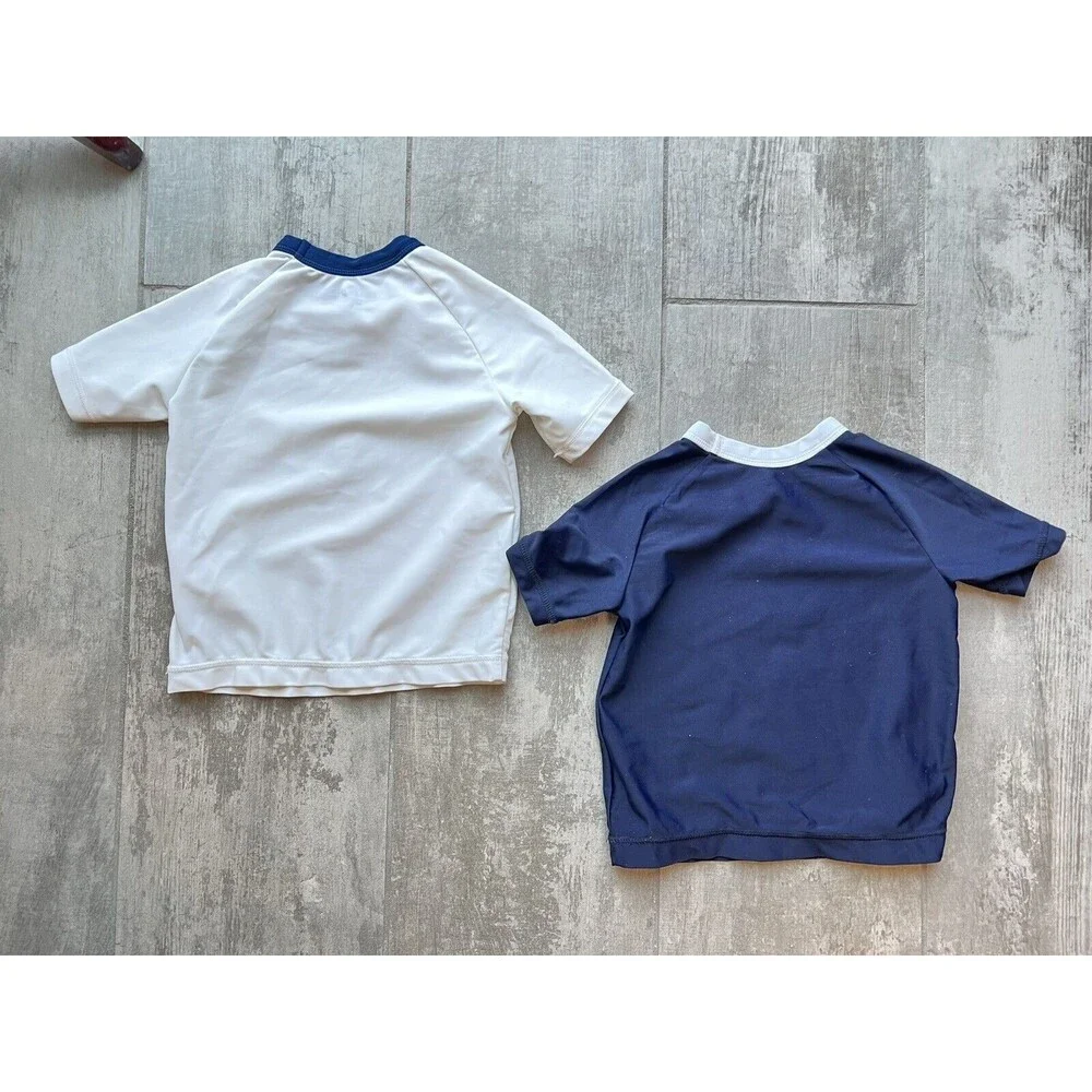 Set Lot of 2 Baby Gap Boys Toddler Rash Guard Shirt Short Sleeve Swim Top 12-18m